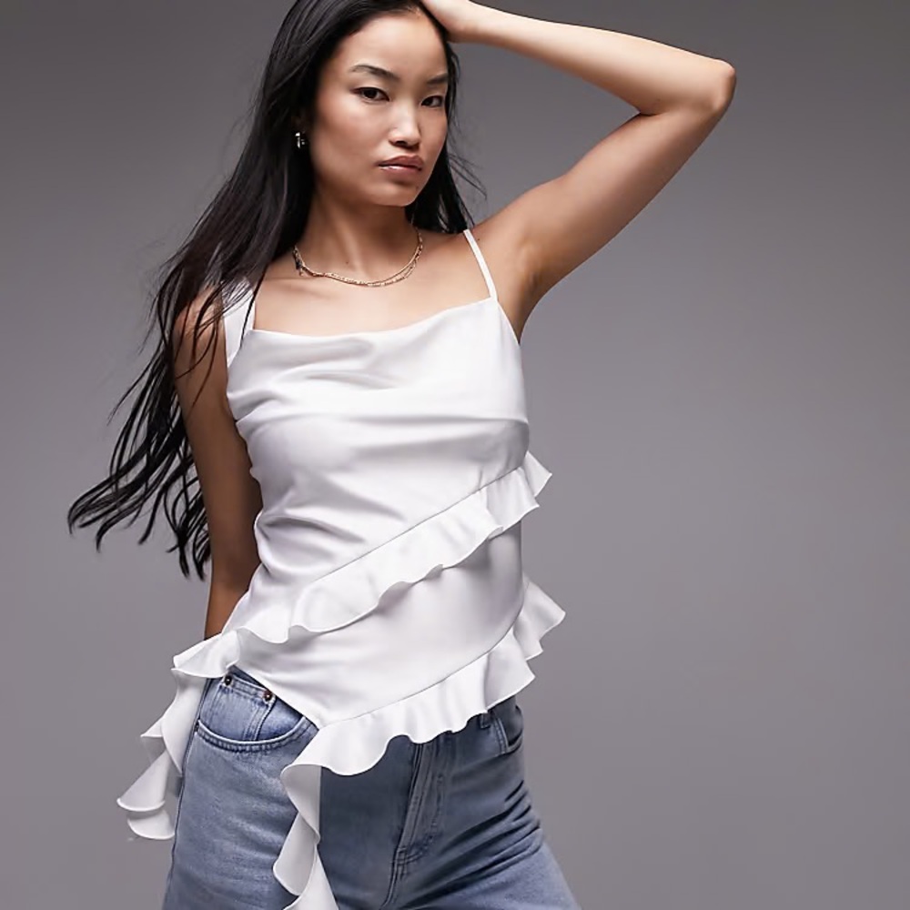 Topshop Ruffle Front Blouse - Picture 3 of 12